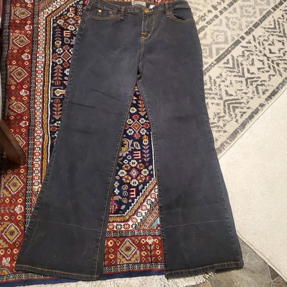 VINTAGE PHAT FASHION SILVER LABEL. SZ 18. FLARE LEG. Charcoal. Rare. - Picture 1 of 8